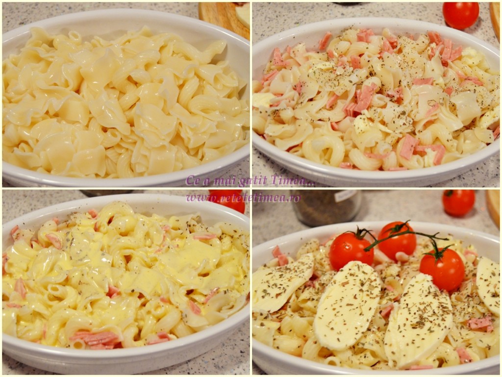 mod de preparare paste cu smantana si mozzarella la cuptor