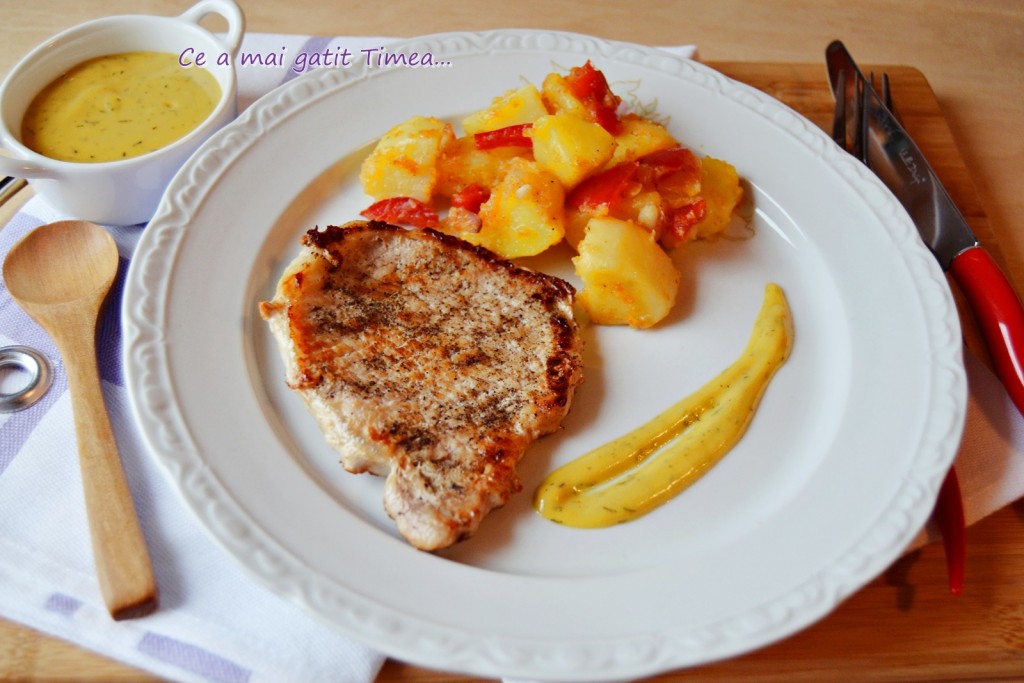 cotlet de porc la gratar cu sos de mustar 1