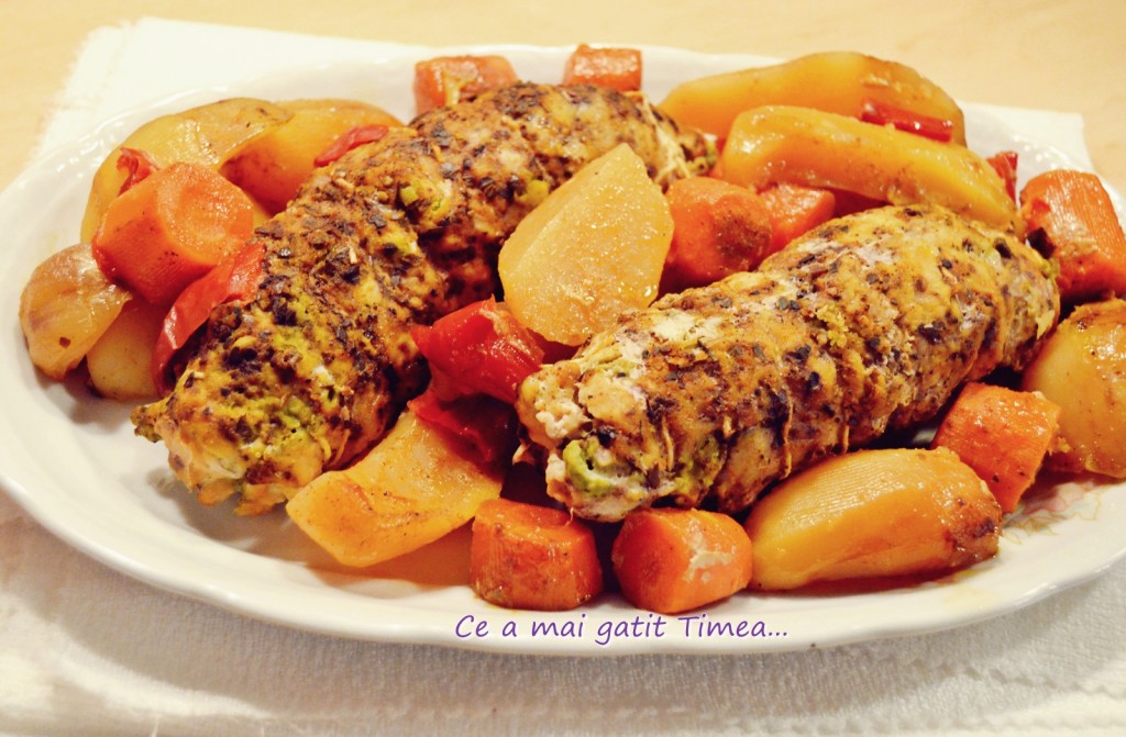 rulada de porc cu mazare pe pat de legume 3