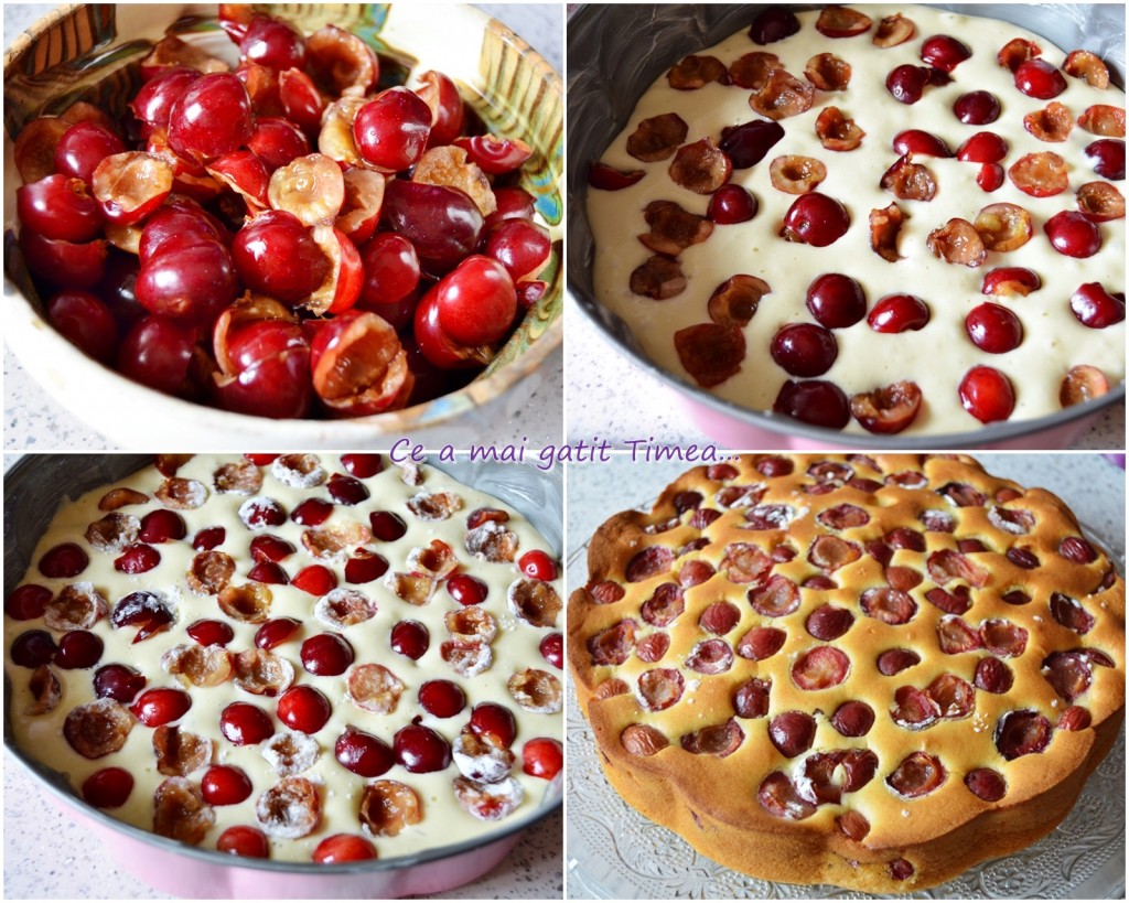 mod de preparare prajitura cu cirese si sos de fragute