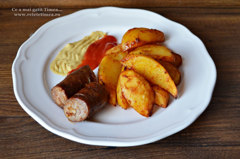cartofi cu carnati la cuptor 1