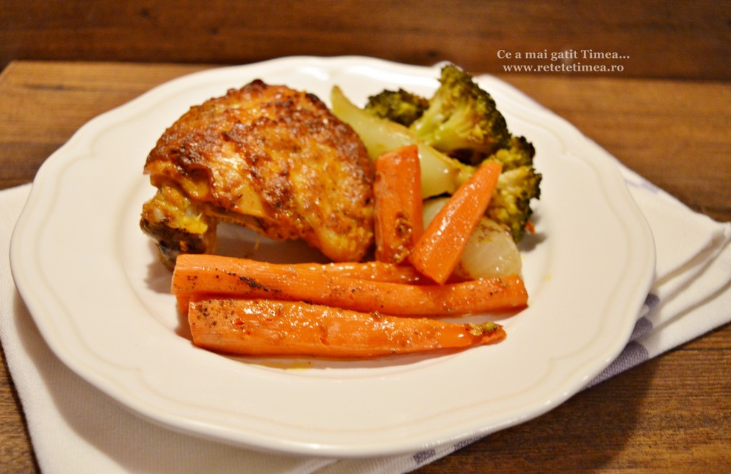 pulpe de pui cu mustar cu legume la cuptor 1