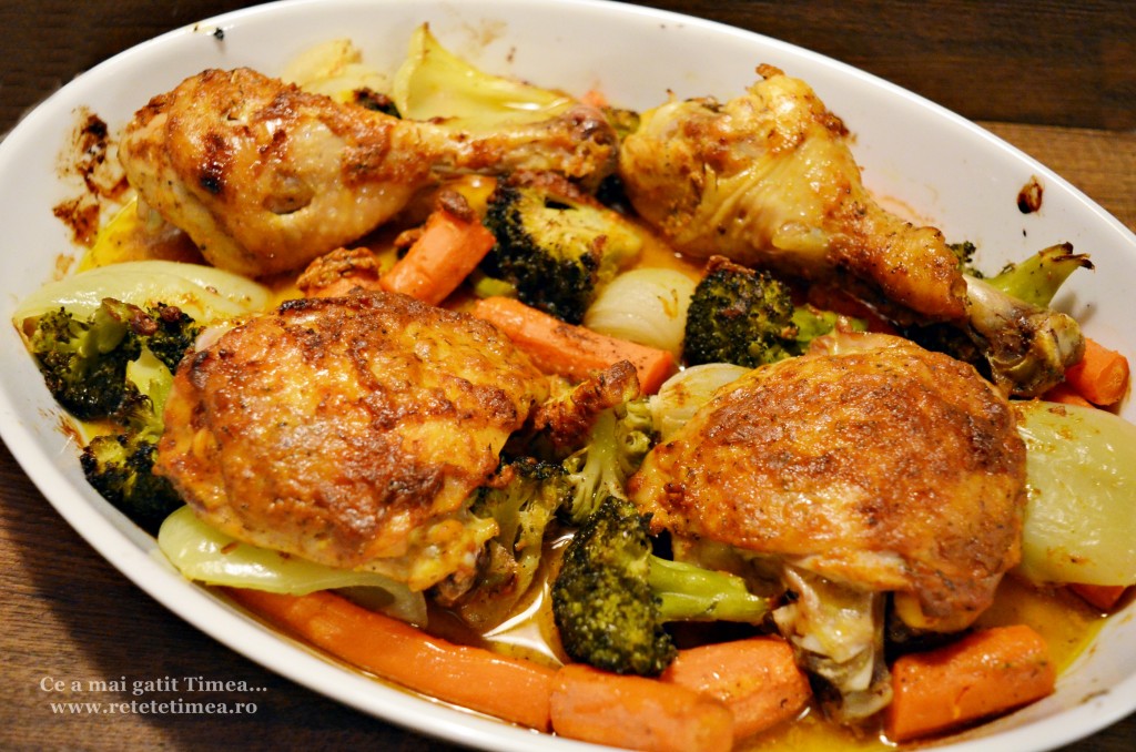 pulpe de pui cu mustar cu legume la cuptor 3