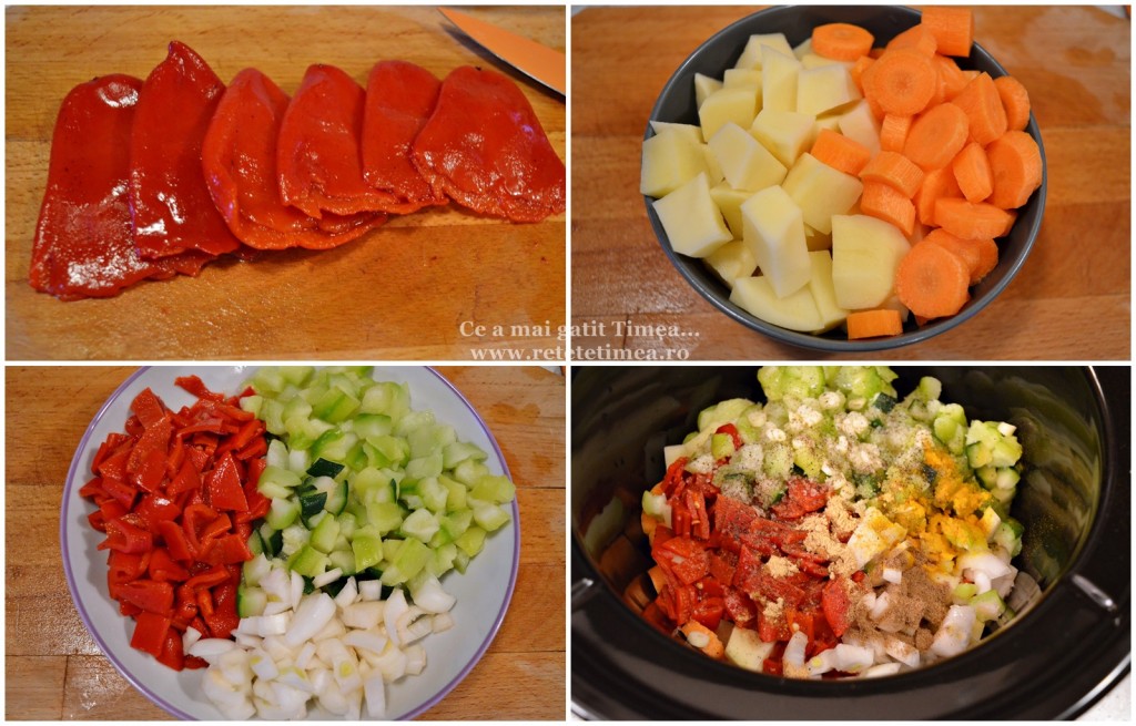 mod de preparare legume cu ardei copti la Crock Pot